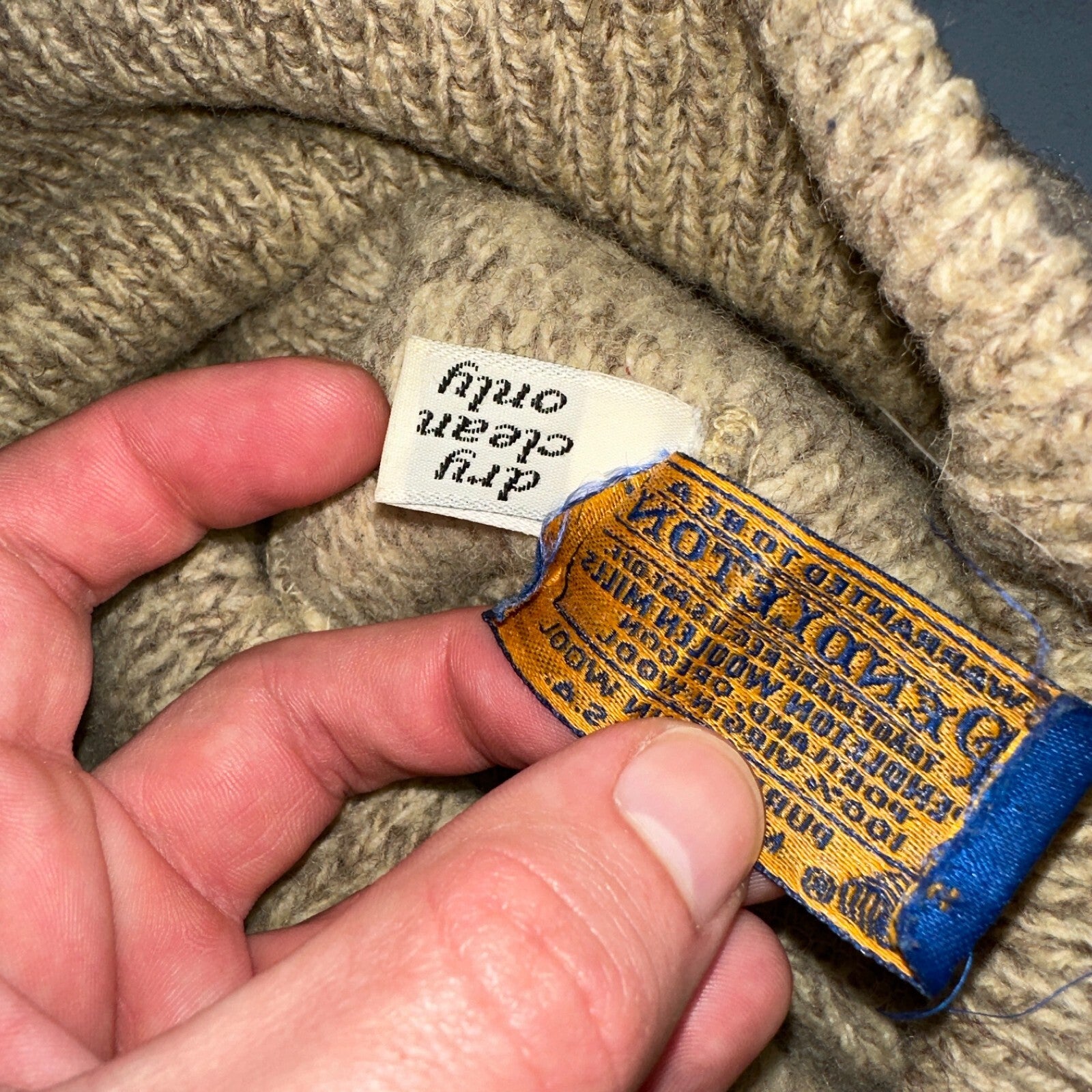 Vintage PENDELTON 100% Virgin Wool Oatmeal Beige Knit Hat Beanie USA Unisex