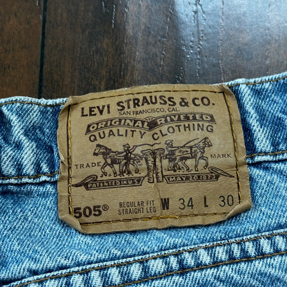 Vintage 80s Levis 505 Light Blue 70s Jeans USA Orange Tab 34x30 Act 31x29