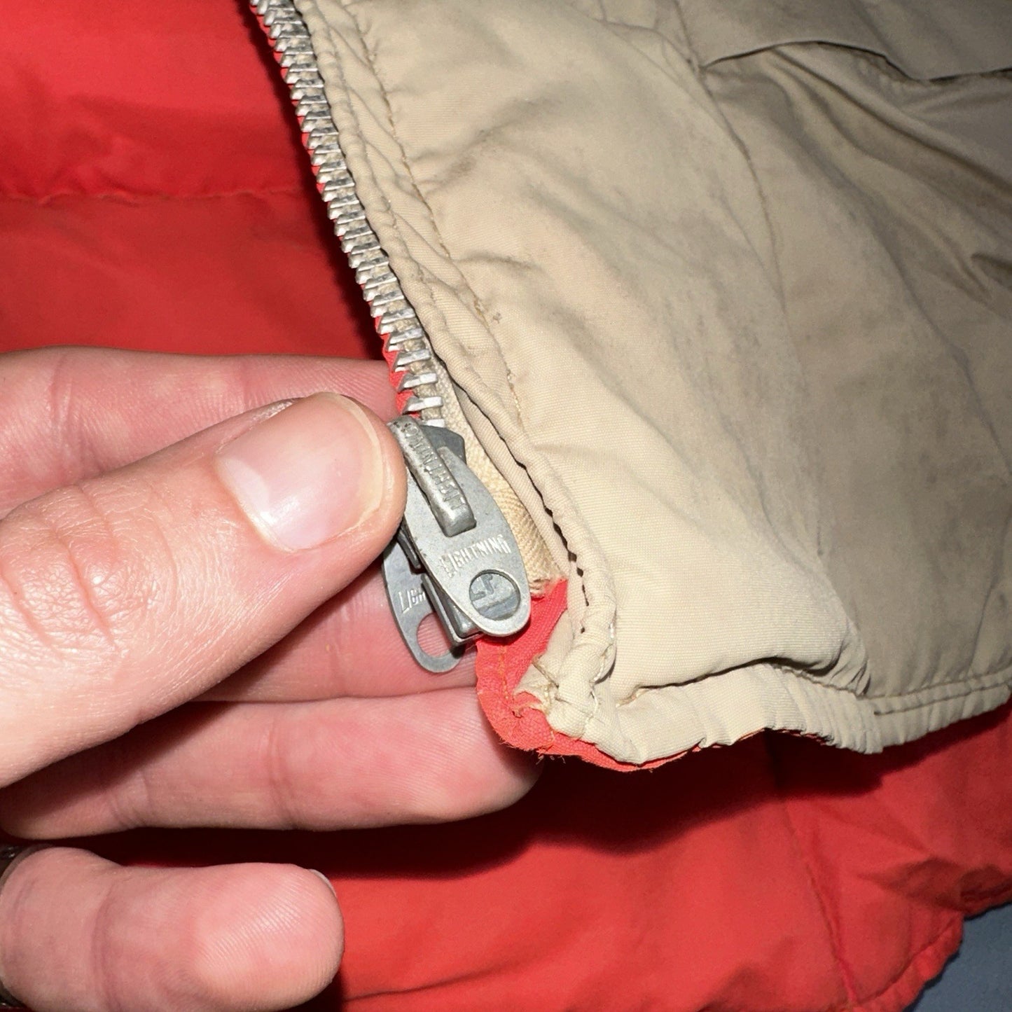 Vtg Pioneer Sportswear M 60s Union Reversible Tan Blaze Orange Canada Down Vest