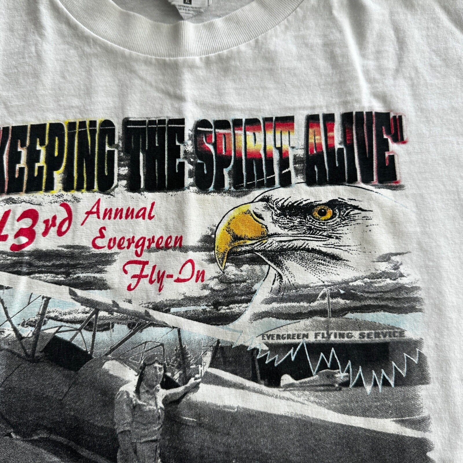 Airplane Portland Oregon Vintage T Shirt Flying Pilot Bald Eagle USA America