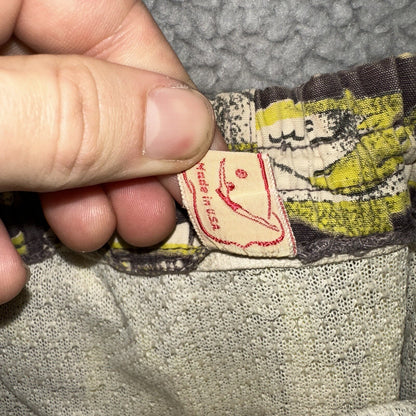 Vtg 40s California Aloha Yellow 50s Swim Trunks Board Shorts Floral Rockabilly