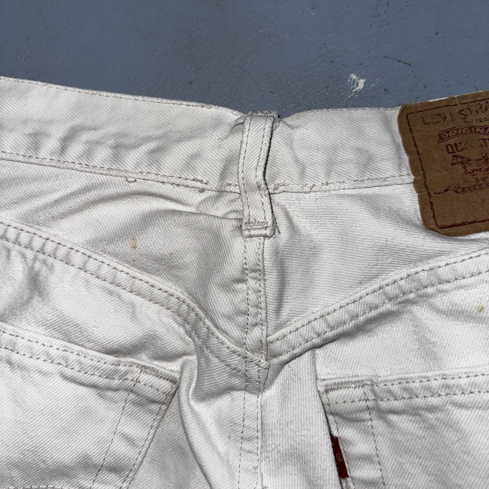 Levis 501 Vintage 90s XX Straight Jeans White Bleached 36x36 Act 30x28 Altered