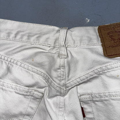 Levis 501 Vintage 90s XX Straight Jeans White Bleached 36x36 Act 30x28 Altered