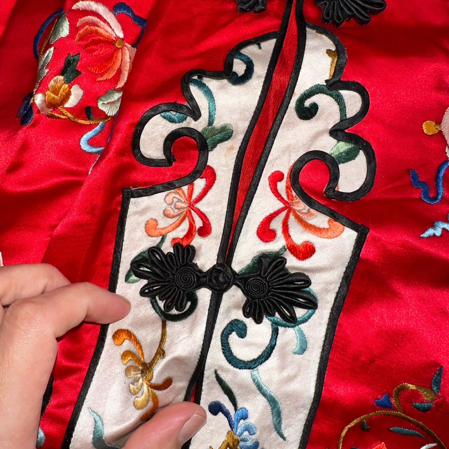 VTG Chinese Silk Cloth Dynasty Palace Red Dragon Robe Kimono Bai Hua Embroidery