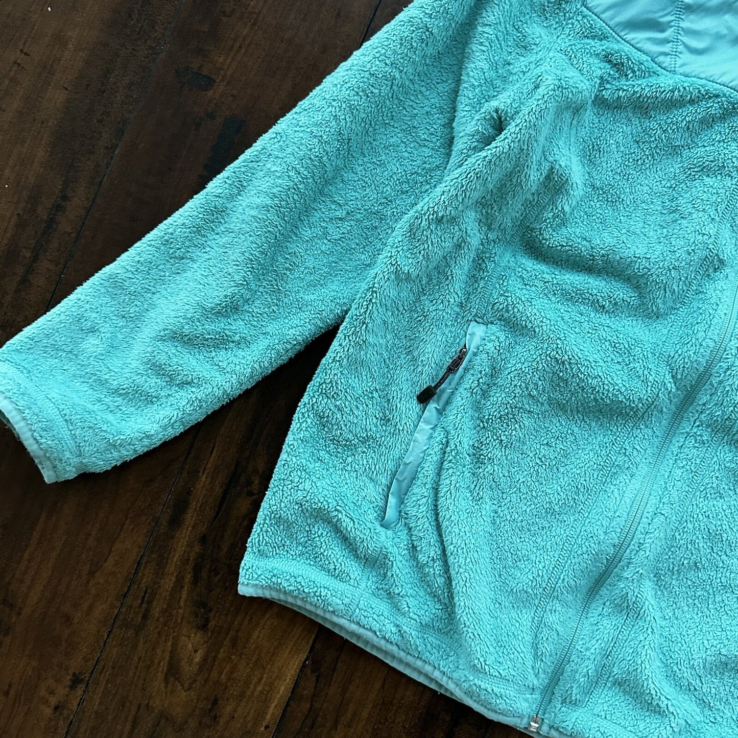 Vtg Nike ACG Womens Soft Fleece Turquoise Teal Blue Full Zip Jacket Y2K Warm