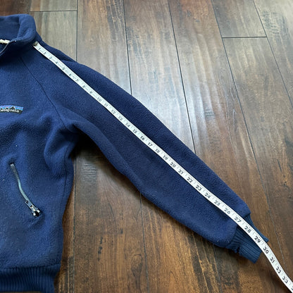 Patagonia Vintage 80s Zip Up Fleece Jacket Navy Blue Full Bomber 90s Deep Pile