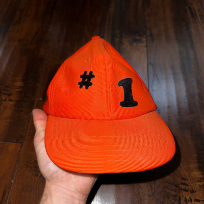 Number 1 80s Orange Vintage Hat Cap Snapback Essential Clean Simple Cool Rap 70s