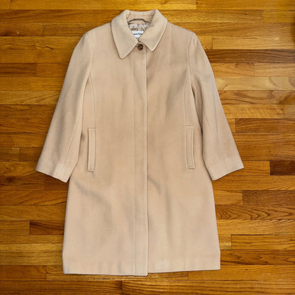 Vintage Calvin Klein Tan Wool Blend Button 2 Pocket Jacket Pea Coat Size 12