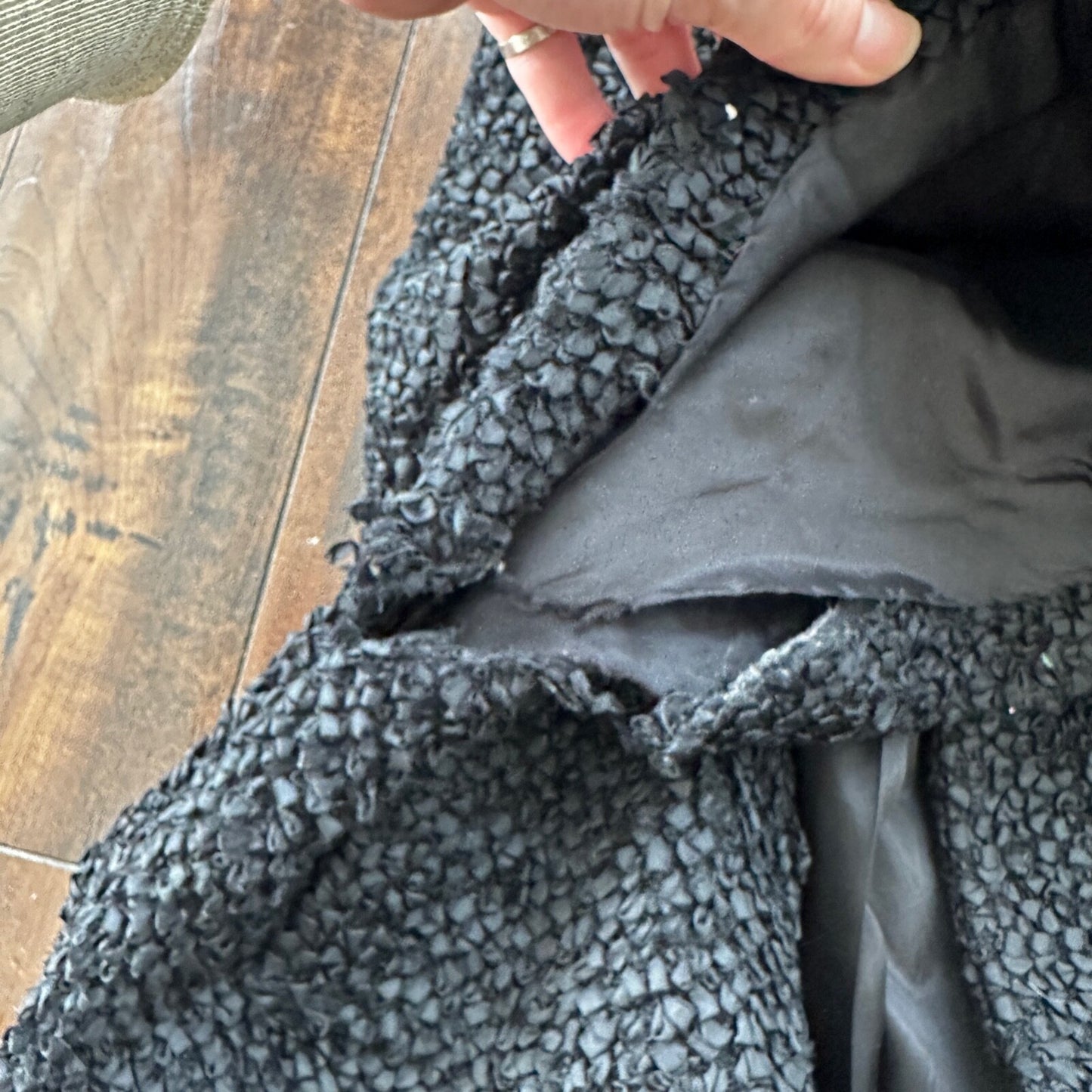 VTG 1960s Bullock’s Womens Shrug Coat Jacket Cute Fall Poly Black Rockabilly 60s