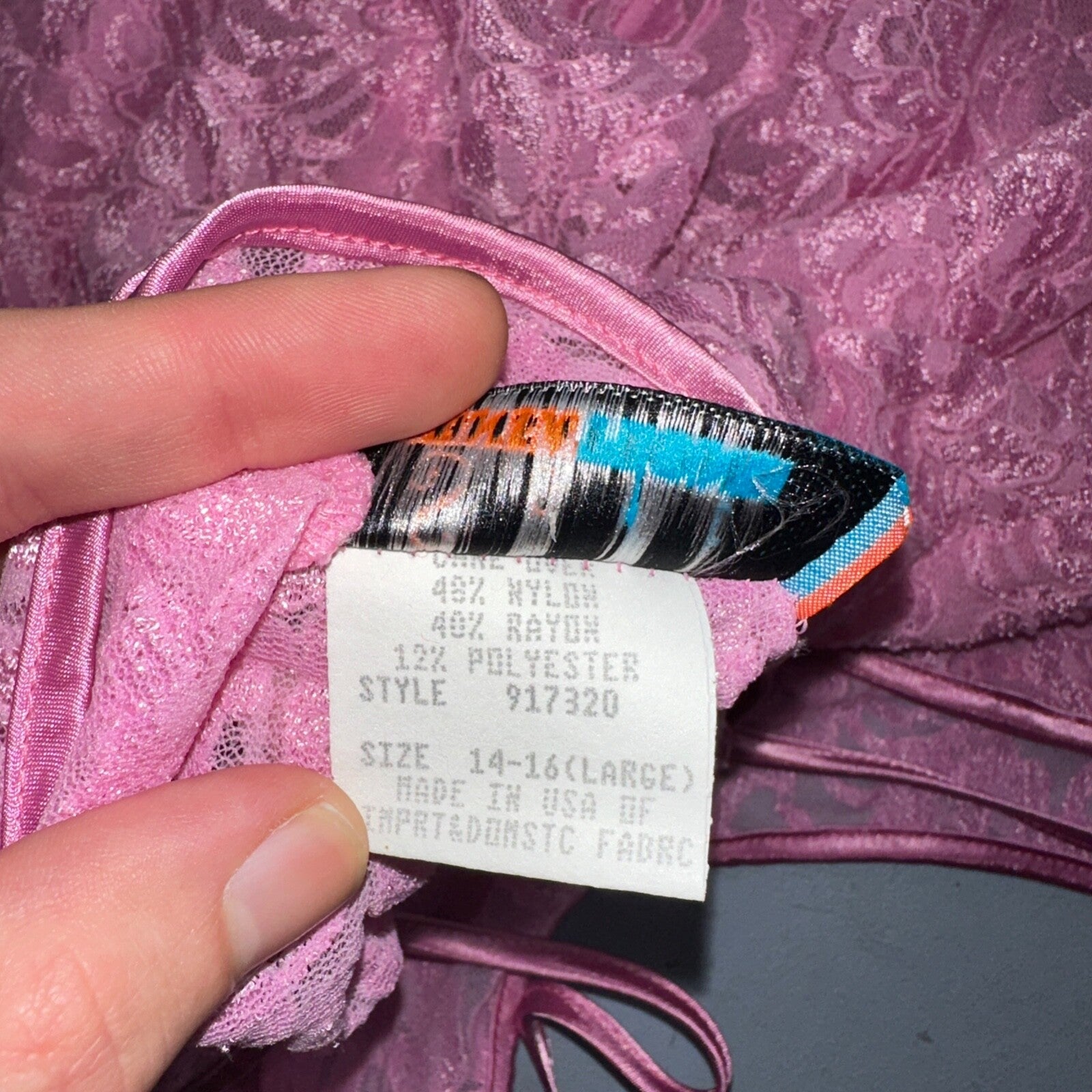 Soft Sensations 80s VTG Women's Lace Trim Satin Mini Slip Lingerie Dress Pink