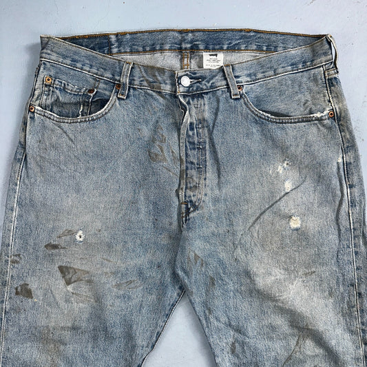 Levis 501 Vintage Y2K XX Straight Leg Jeans 90s Blue Light Wash 38x29 Act 36x27