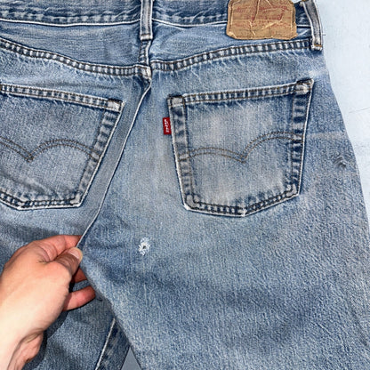 Levis 501 Vintage 80s Redline Selvedge USA Light Jeans Thrashed 32x36 Act 29x32