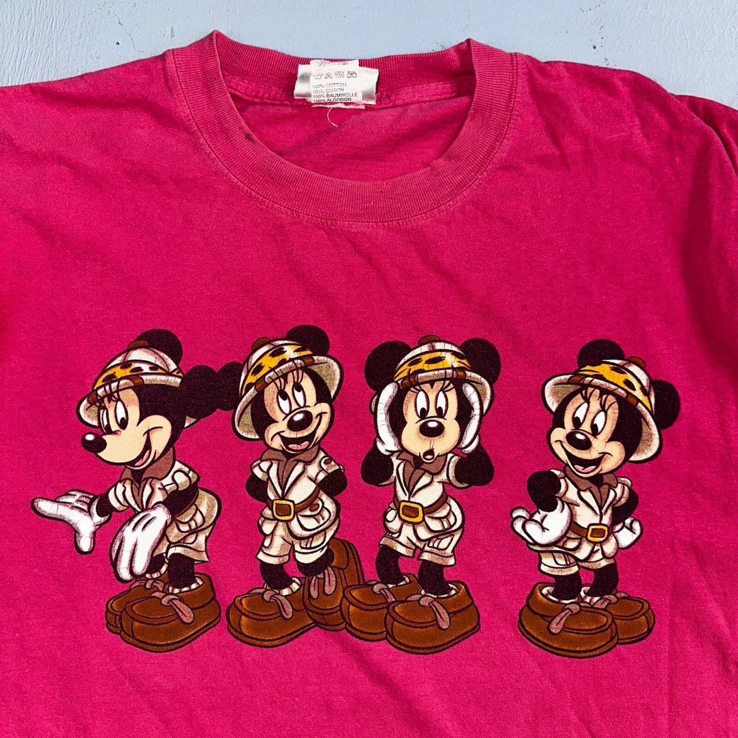Disney Animal Kingdom Safari VTG T Shirt 90s Minnie Mouse Cute Pink USA Rare M