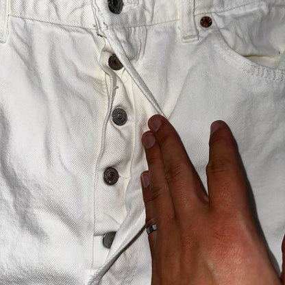 Levis 501 Vintage 80s USA XX Straight Leg Jeans White Light Wash 38x32 Act 35x31