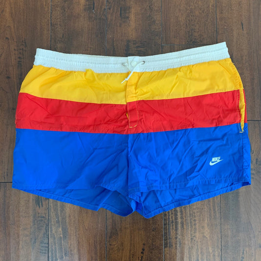 Vintage Nike Running Shorts Pants Blue Tag Swim Jordan 80s Basic Rainbow Colors