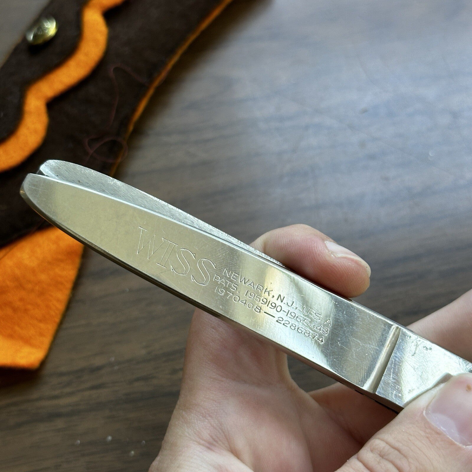 WISS Pinking Scissors Shears Newark NJ  Pat 1959190-1965443 Sewing Zig Zag Vtg