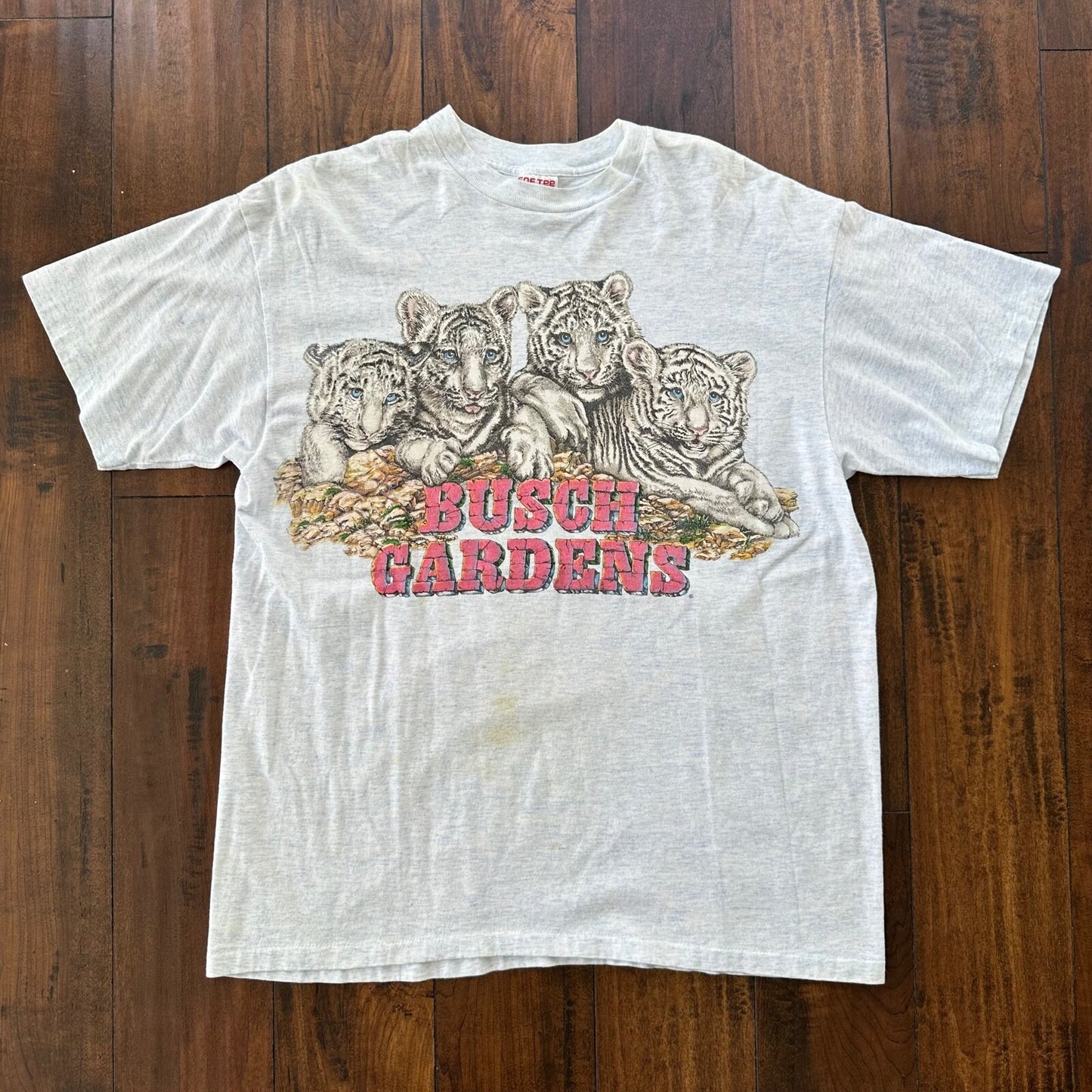 Busch Gardens White Tigers Vintage T Shirt Animals Cats Love Cute Rap Single T