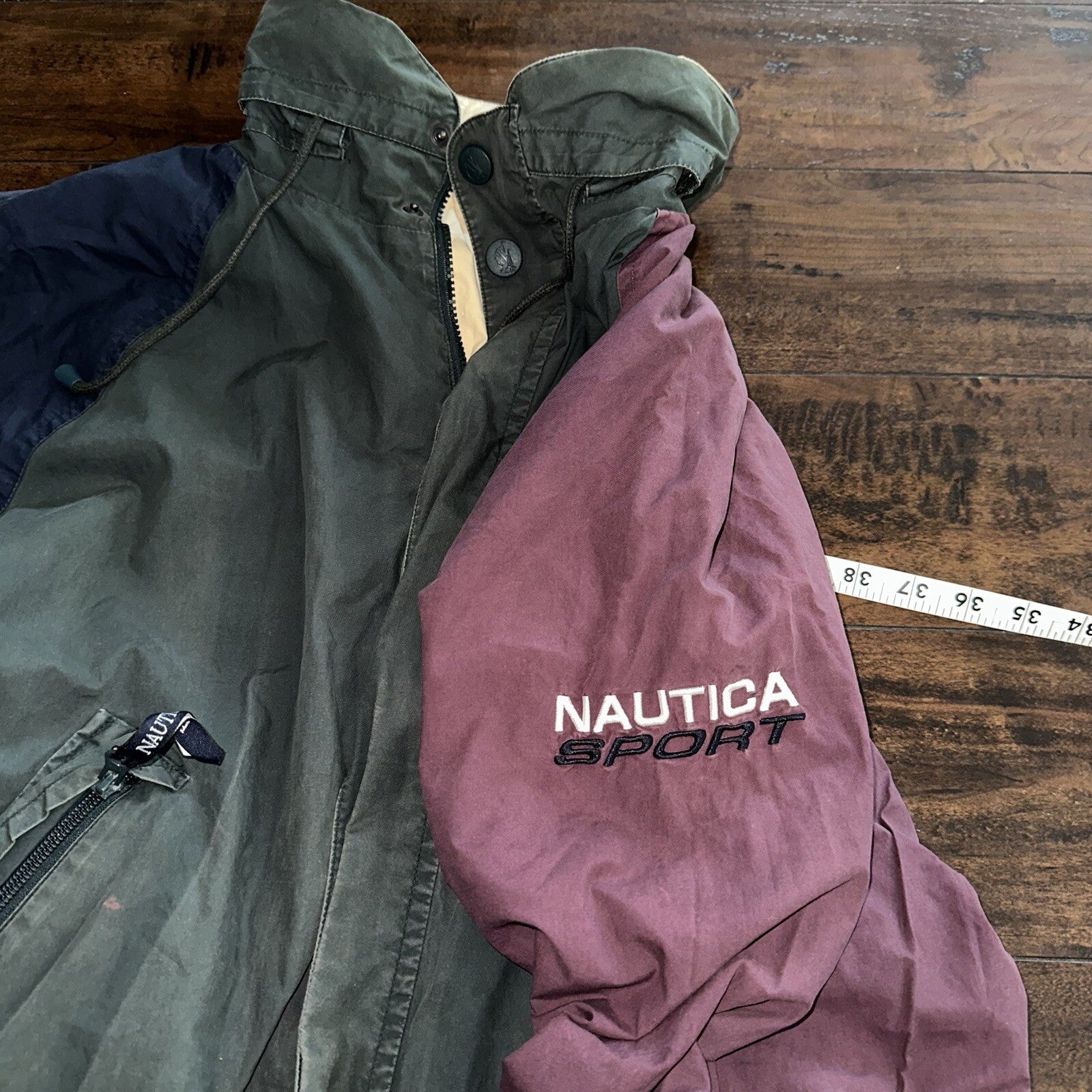 VTG 90s Nautica Reversible 90s Green Sport Jacket XL Green White Colorblock Sail