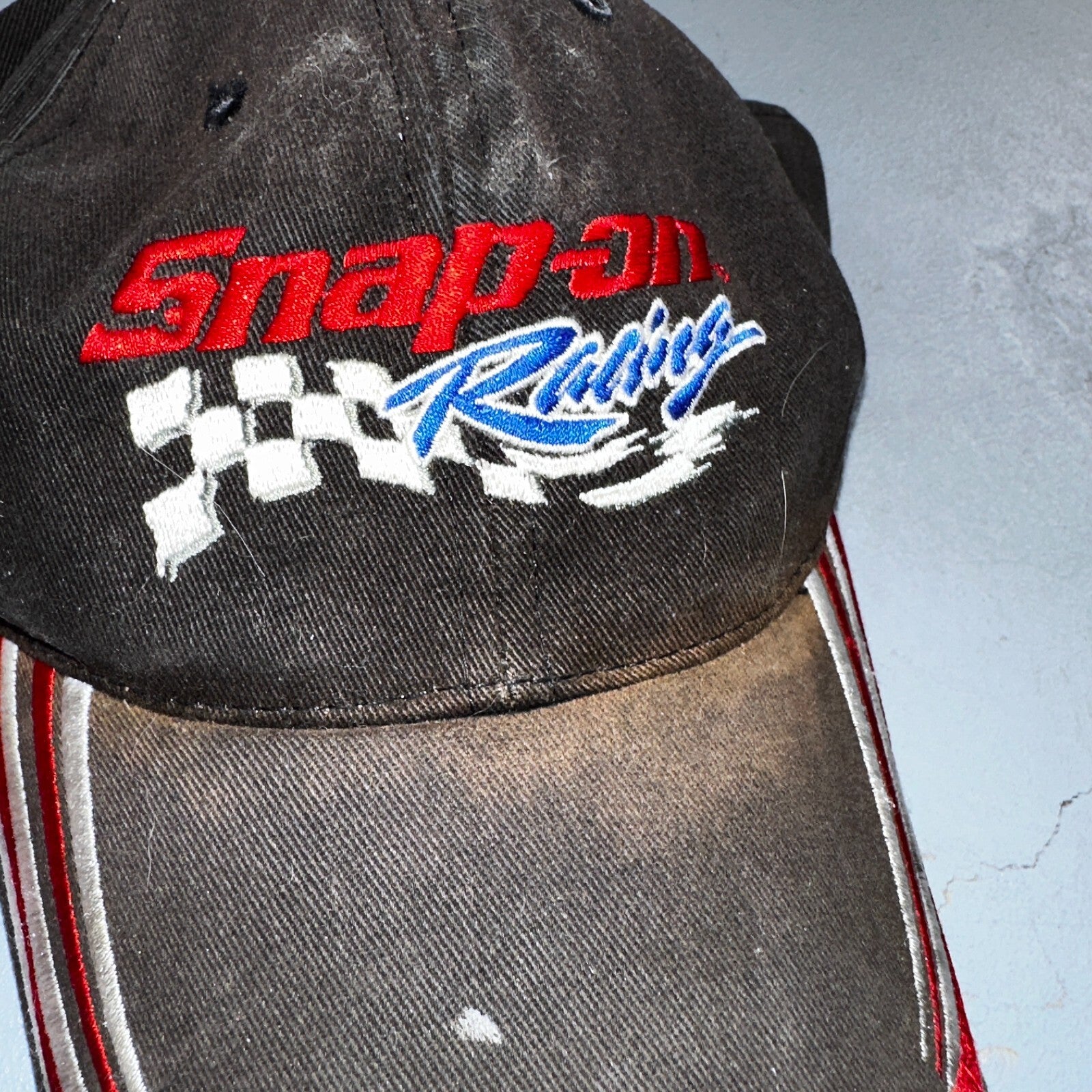 Snap On Racing Lot of 2 VTG Hat Cap Snapback Black Flames Y2K Dirty Cool Cars