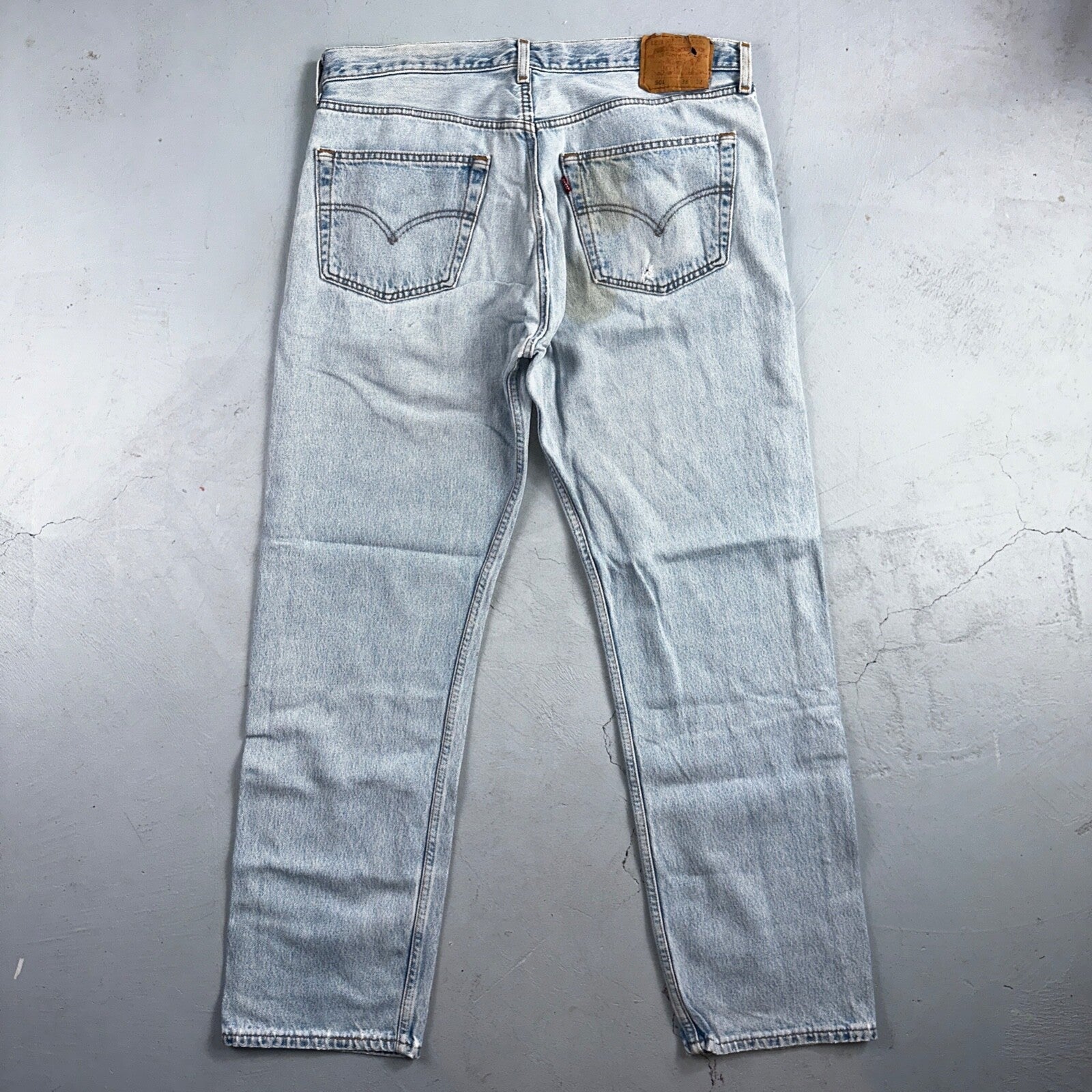 Levis 501 Vintage 90s USA XX Straight Leg Jeans Blue Light Wash 38x32 Act 37x31