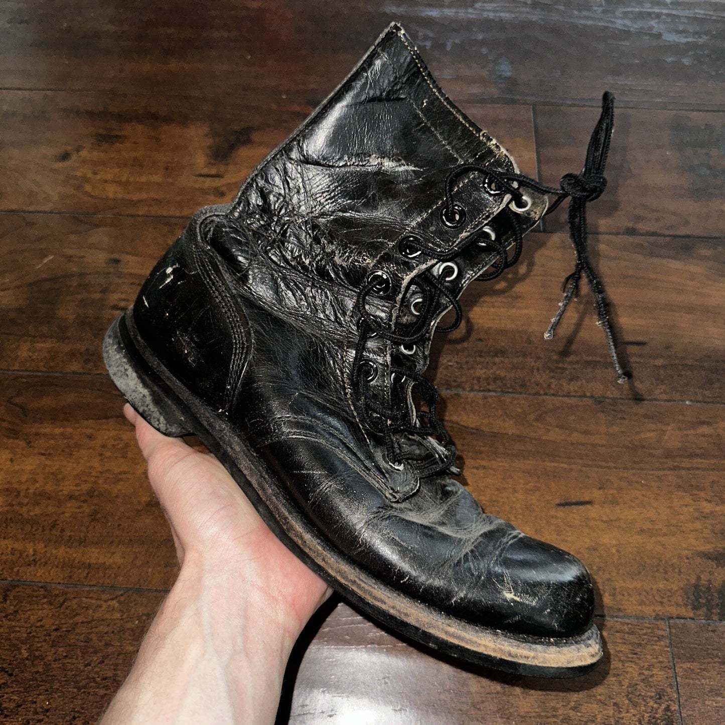 VTG Military Black Lace Up Work Boots 1950s 50s 60s Post WWII Size 8 ? High