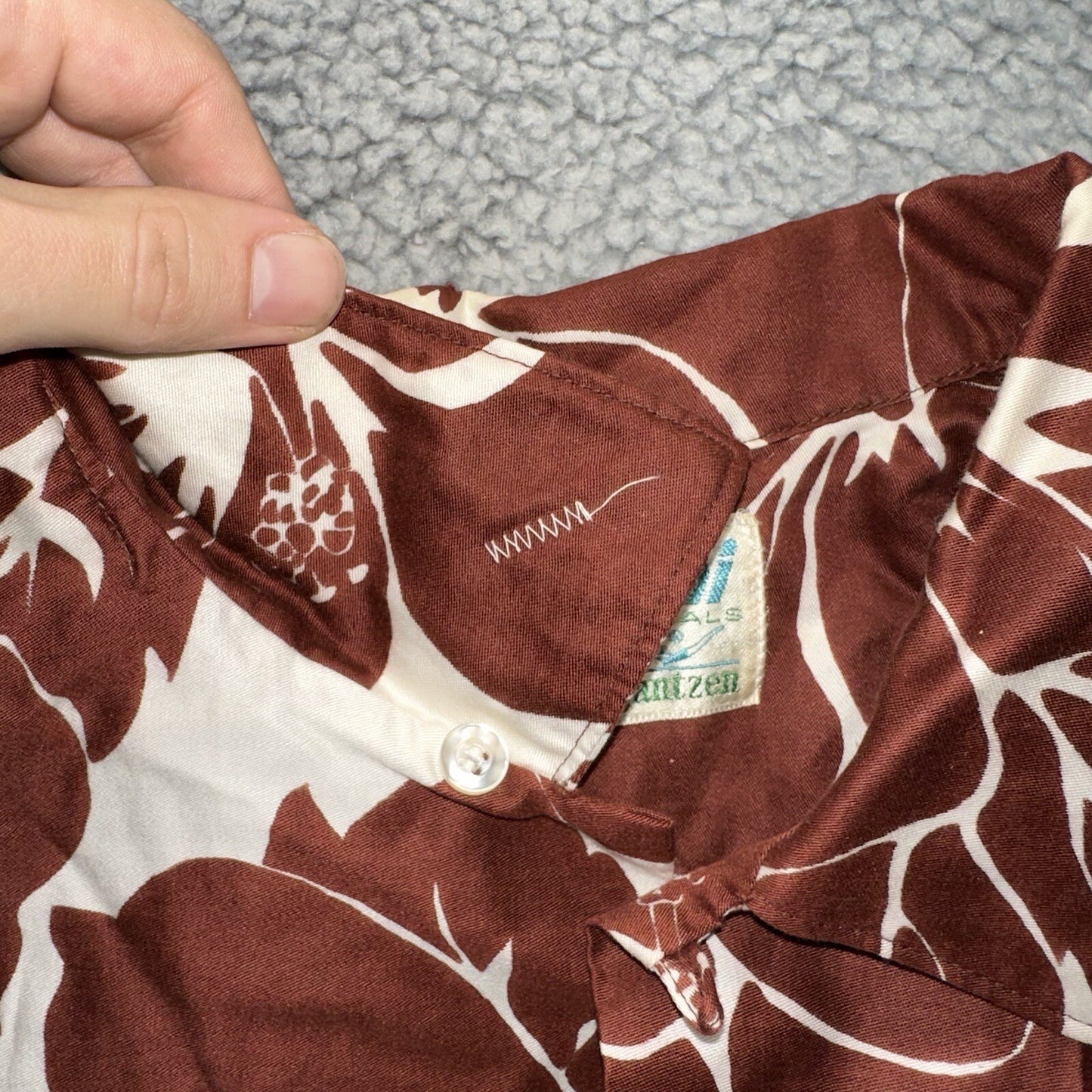 Vintage 50s Hawaiian Aloha Print Shirt Rockabilly Honolulu 60s Button Jantzen