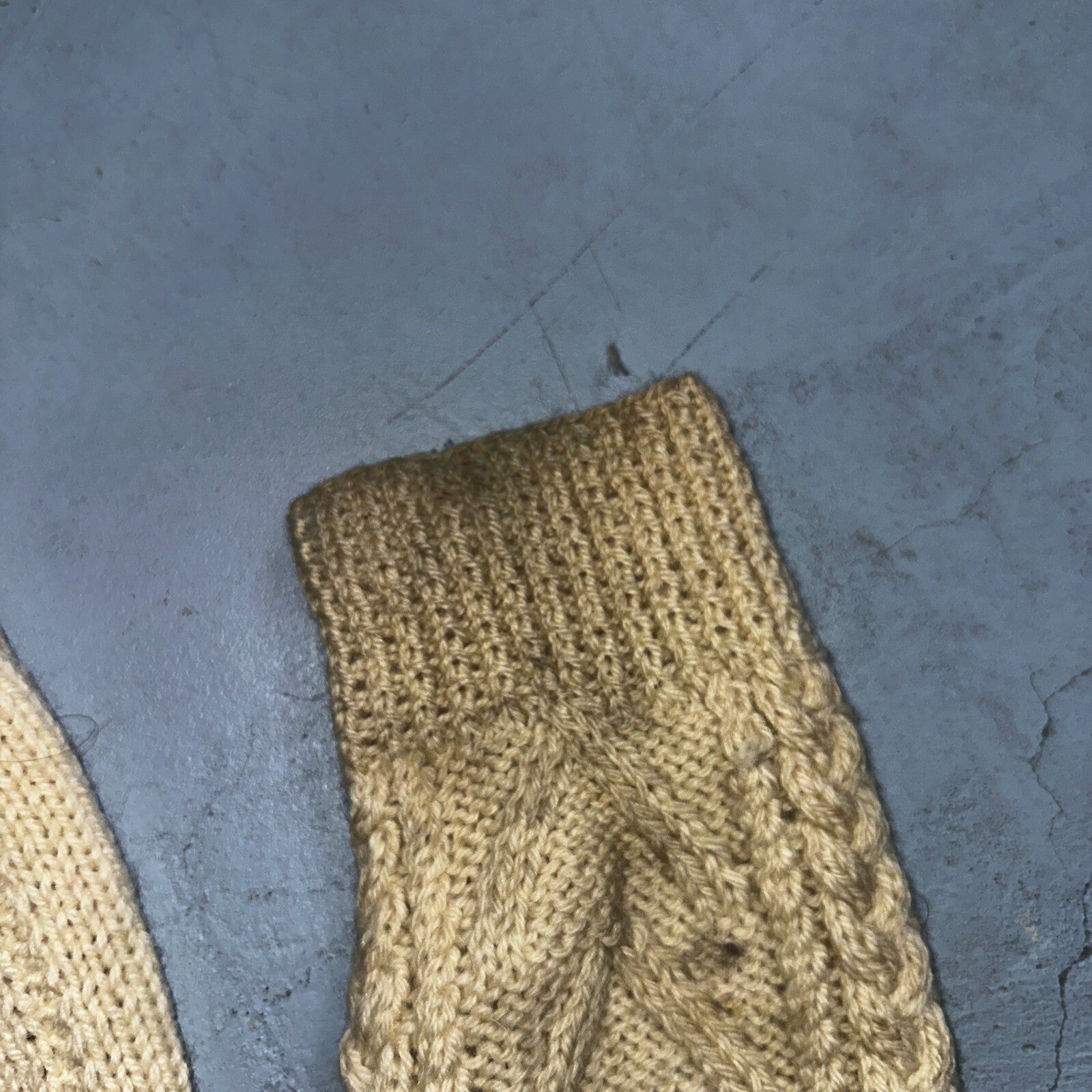 VTG Sweater Mens M Cream Cable Knit Ribbed Full Zip 1960s Rockabilly Ivory Rare