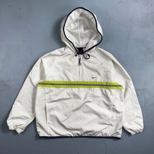 Nike Jacket Vintage Nylon Windbreaker Women’s Quarter Zip Large White 90s