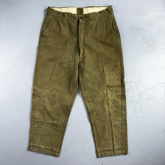Vintage 50s 60s Duck Canvas Hunting Pants Zip Size 33x26 Rockabilly Double Knee
