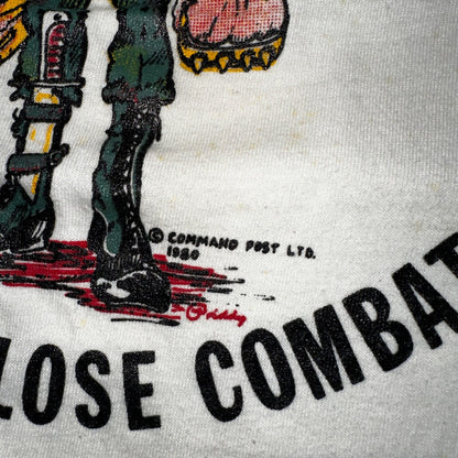 1970s Army Peace Through Combat Soldier VTG T Shirt 70s Playboy Ringer Graphic