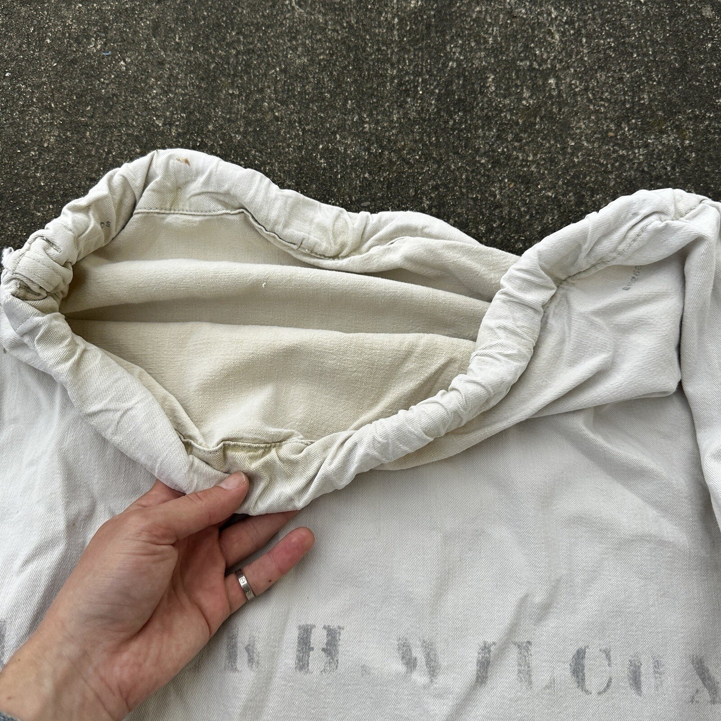 VTG WWII Canvas Garment Laundry Bag Rare Military Denim 1940s 40s 50s Stencil