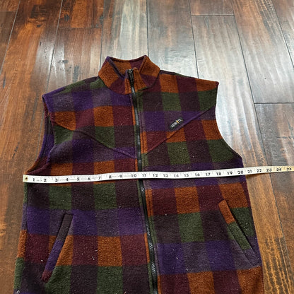 VTG 1990s Kerrits Full Zip Fleece Vest Medium Made in USA Checkerboard Plaid Fal