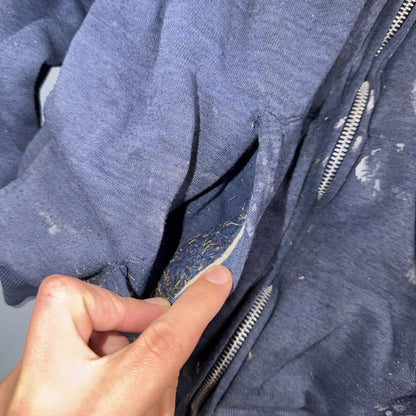 Blue Healthknit Zip Up Hoodie Vintage 80s 90s Thermal Lined USA 2XL Thrashed