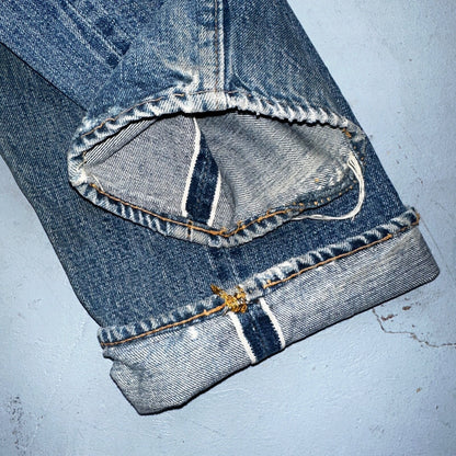 Levis 501 Vintage 70s SS Redline Selvedge USA 66 Jeans Thrashed 31x34 Act 29x30