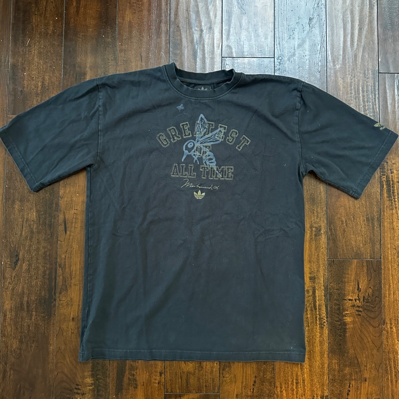 Adidas Muhammad Ali VTG T Shirt Y2K Rare Black Greatest XL Sports Boxing Legend