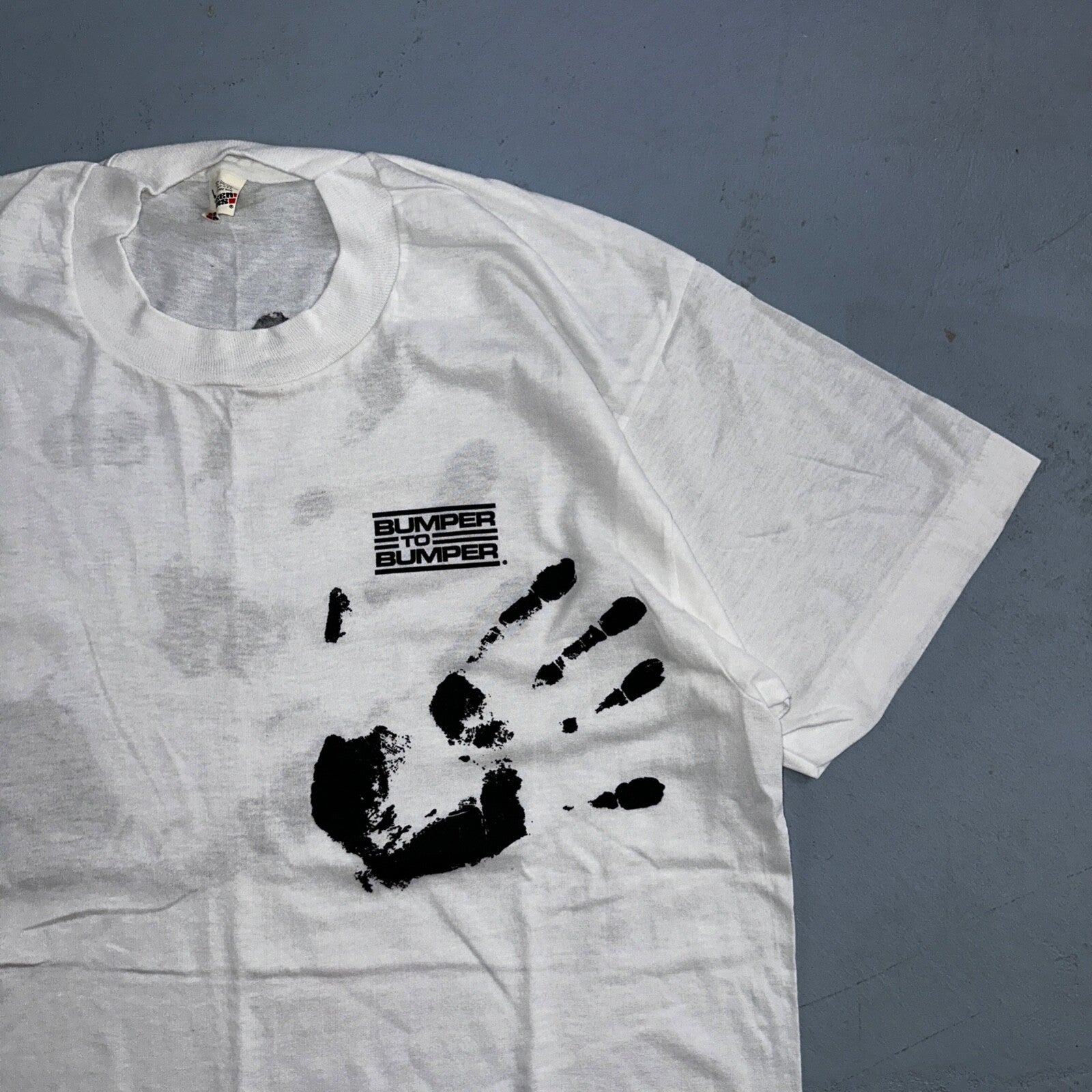 Screen Stars Hand Print VTG T Shirt 80s 1989 Graphic Bumper Rare Car Auto Band