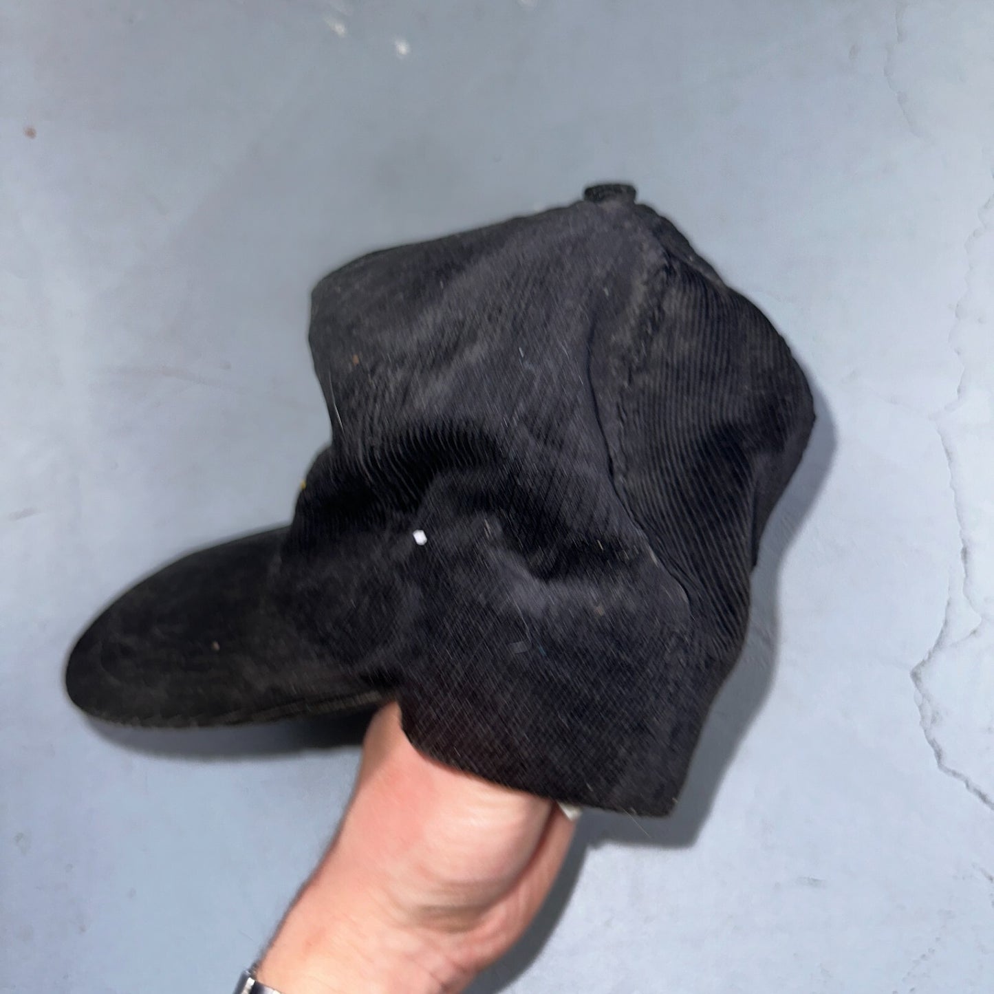 Conway Washington Bell Pole Corduroy VTG Hat Cap Snapback Black USA Hiking Truck