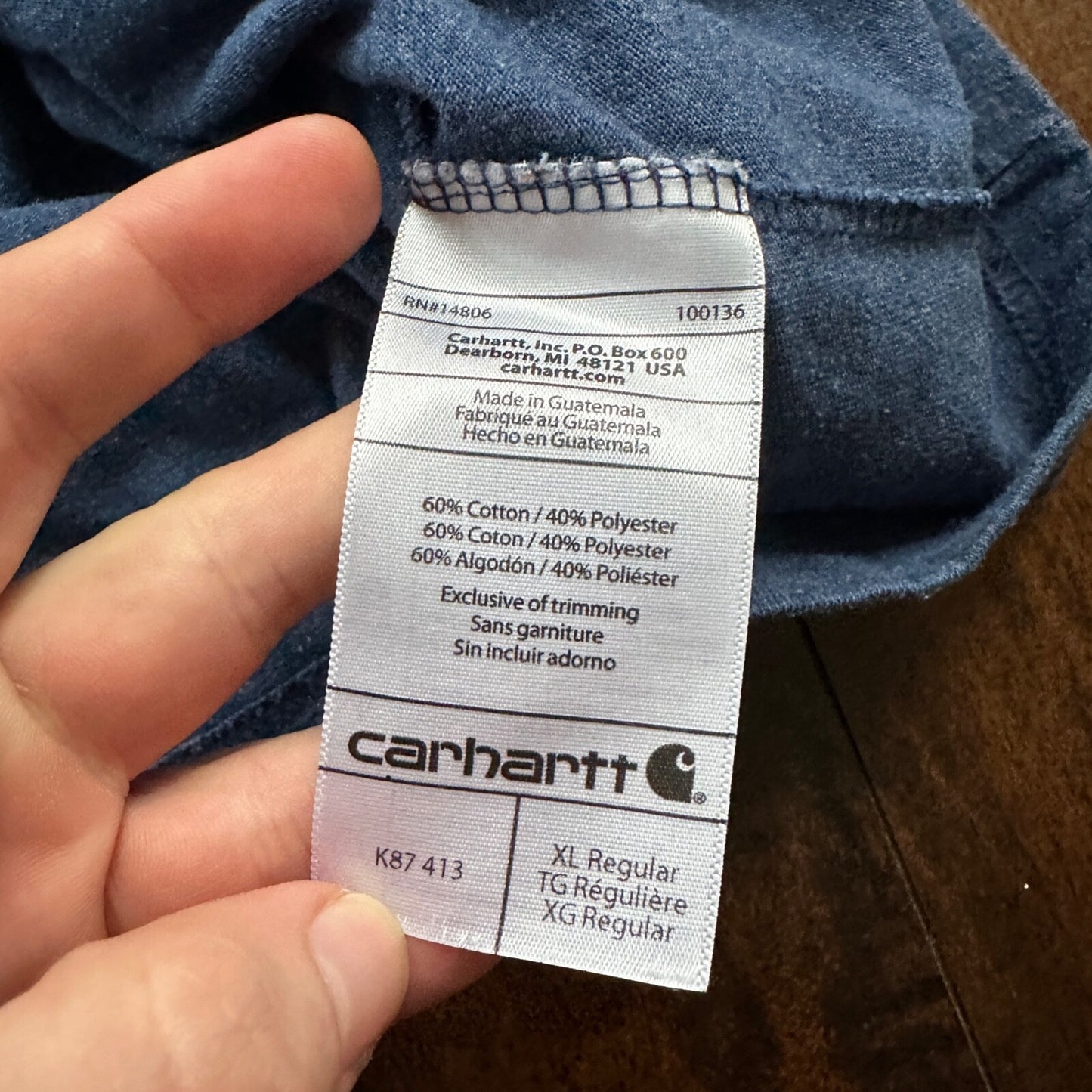 Carhartt Pocket Navy Blue T Shirt Workwear Basic Simple Y2K Great Quality
