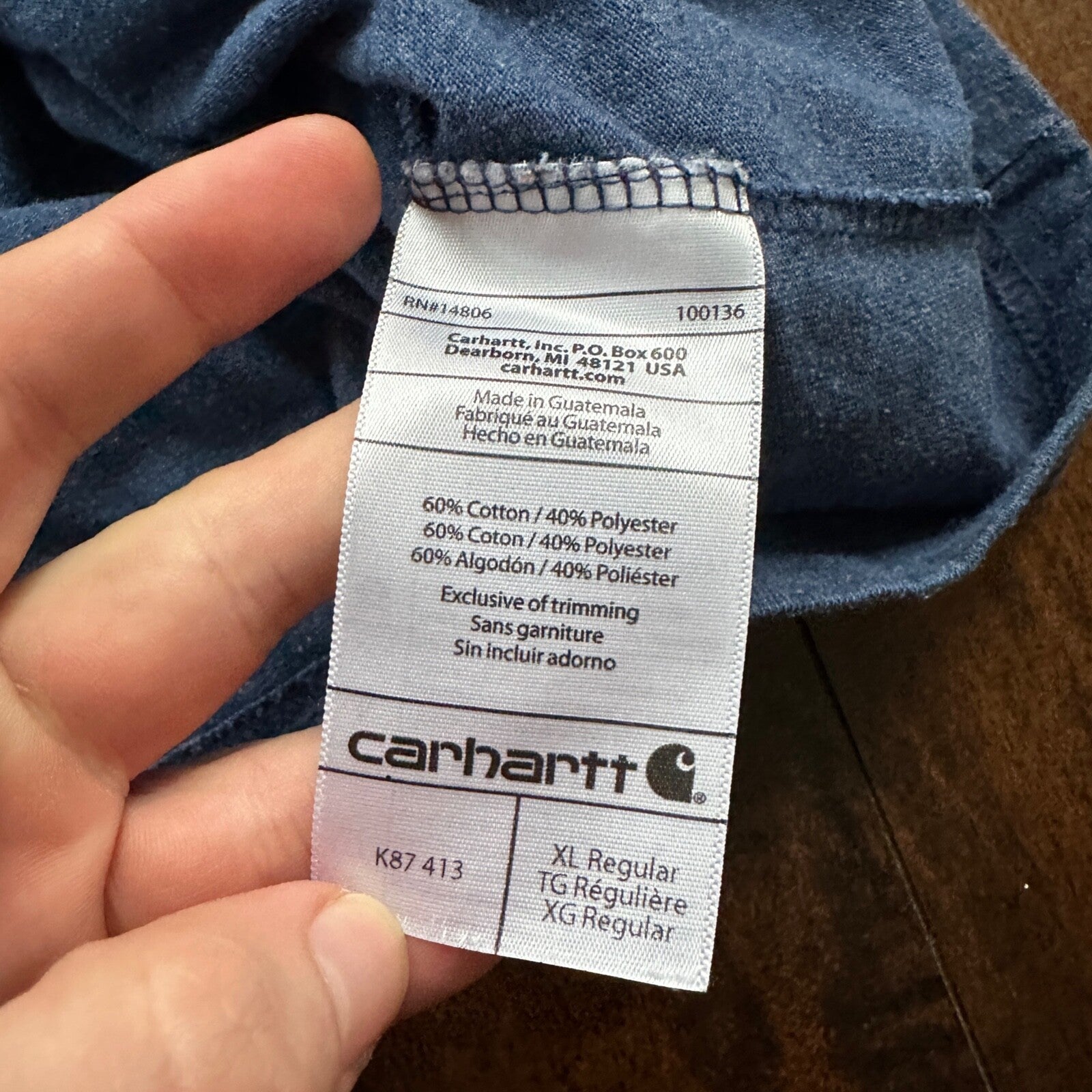 Carhartt Pocket Navy Blue T Shirt Workwear Basic Simple Y2K Great Quality