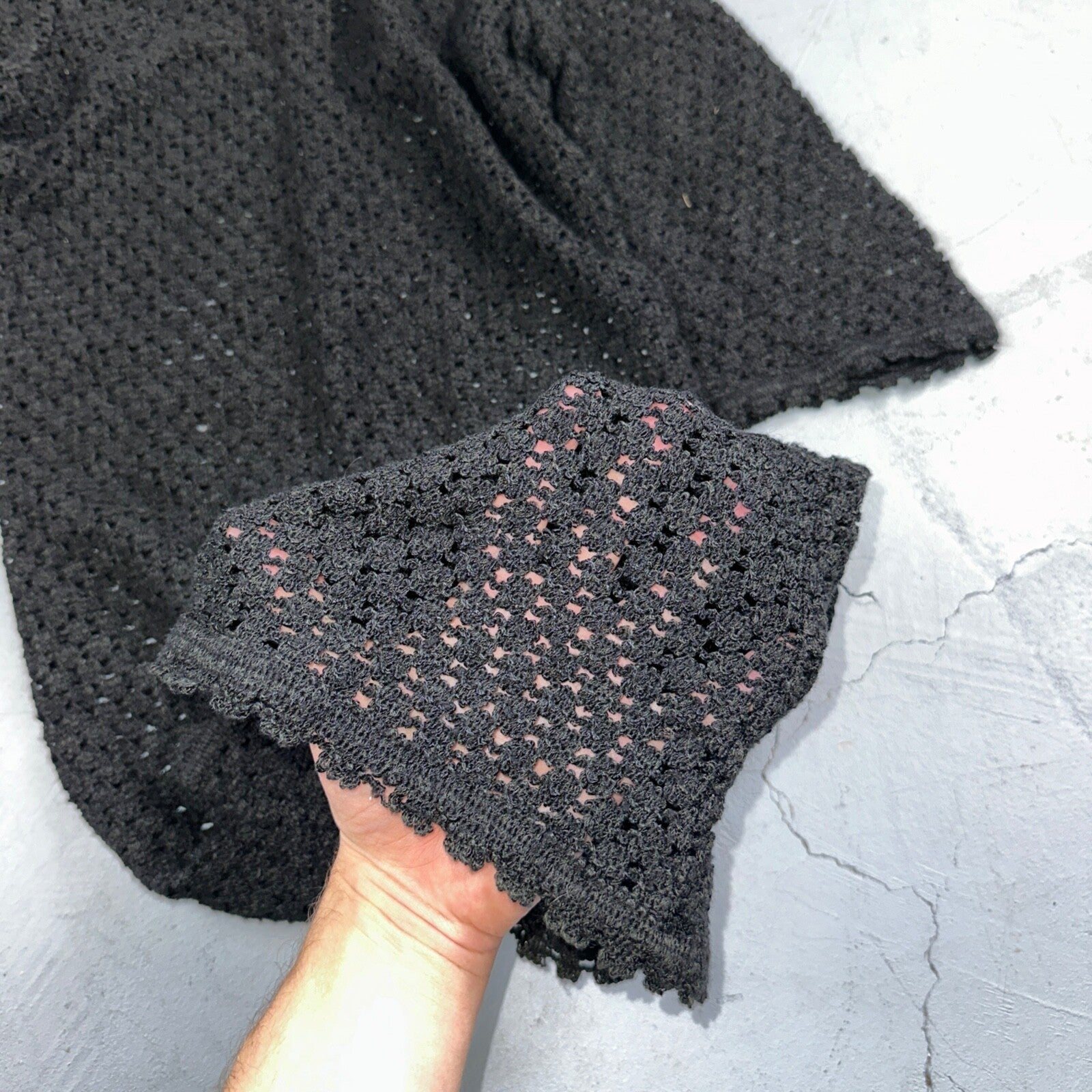 Vtg 60s 70s Lace Dress Fit Rockabilly Simple Black Midi Long Sleeve Talon