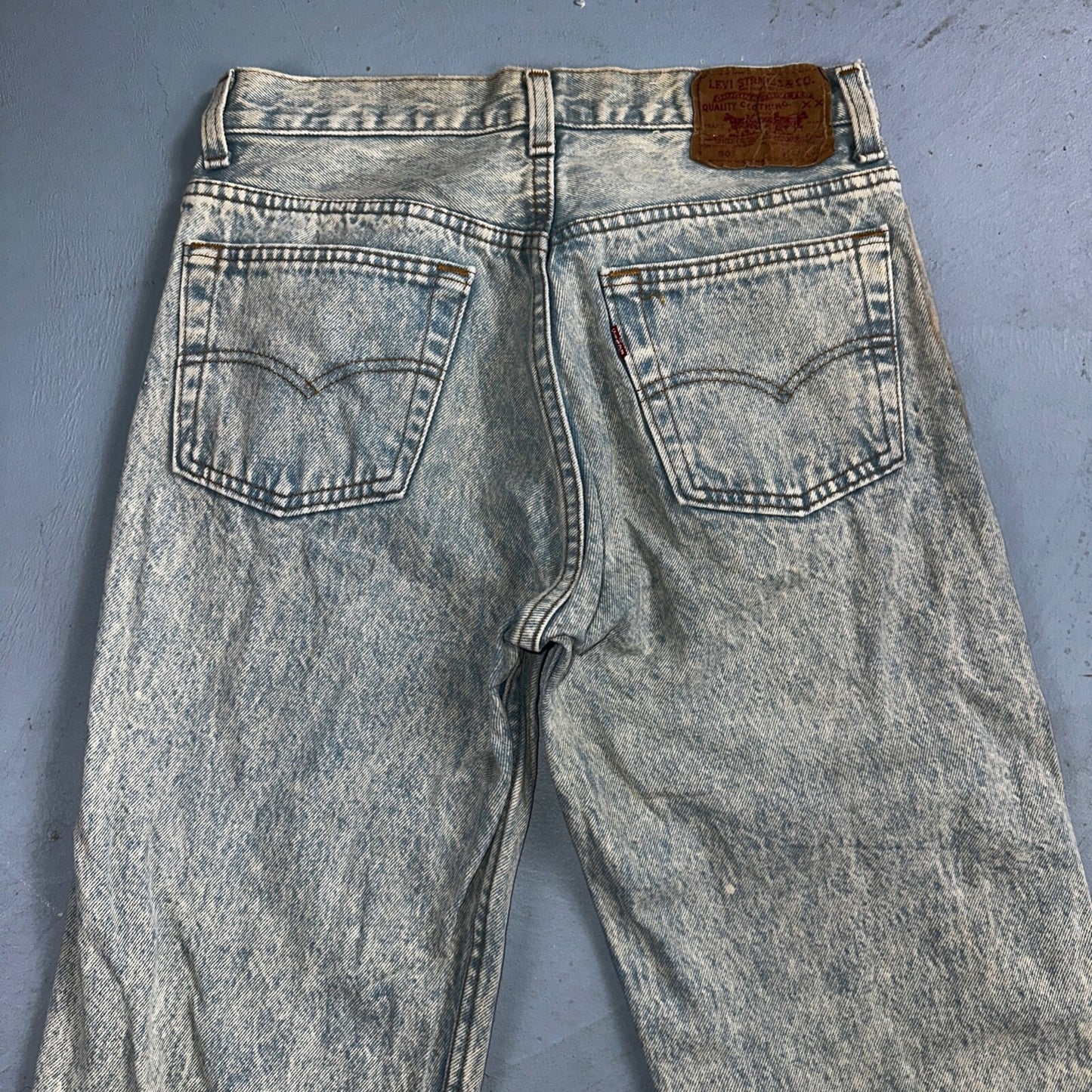 Levis 501 Vintage 90s USA XX Straight Leg Jeans Blue Light Wash 30x34 Act 27x34
