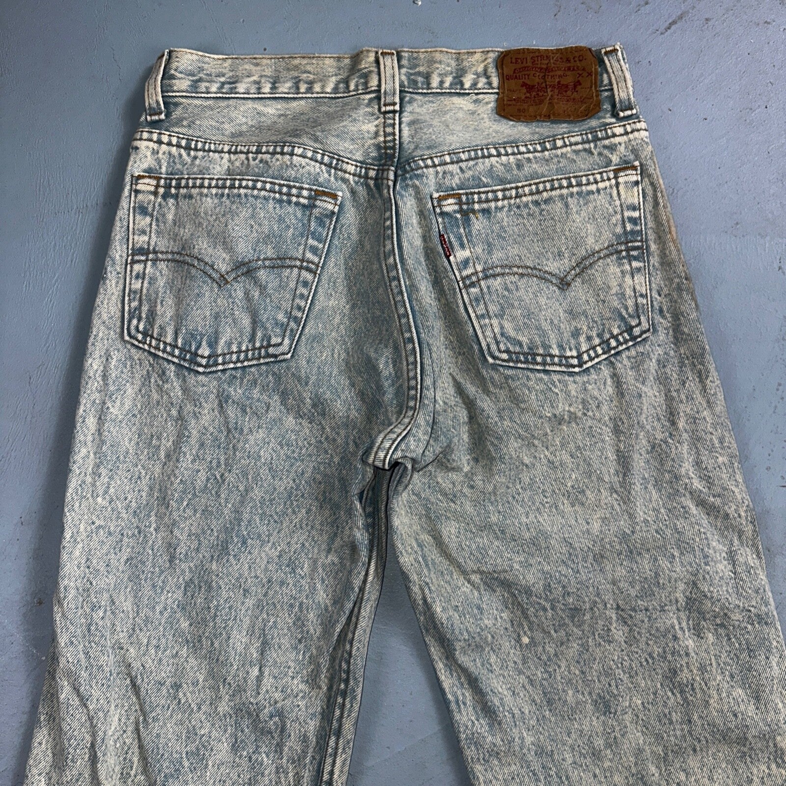 Levis 501 Vintage 90s USA XX Straight Leg Jeans Blue Light Wash 30x34 Act 27x34