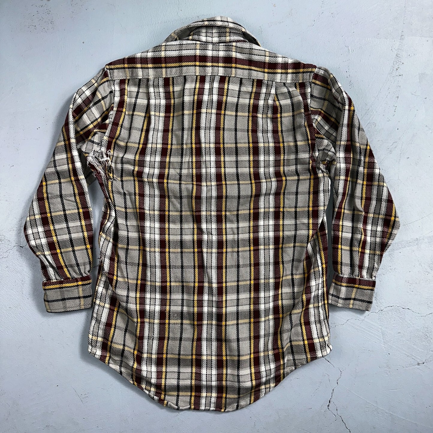 VTG Big Mac JC Penny Thick 100% Cotton Flannel Work Shirt M 70s Plaid Thrashed