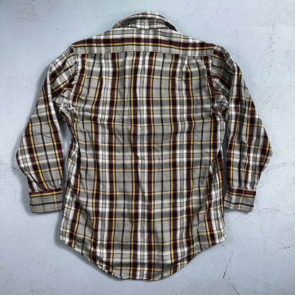 VTG Big Mac JC Penny Thick 100% Cotton Flannel Work Shirt M 70s Plaid Thrashed