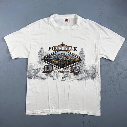 Pikes Peak Colorado Travel Anvil 90s VTG T Shirt Single Stitch Trees Explore