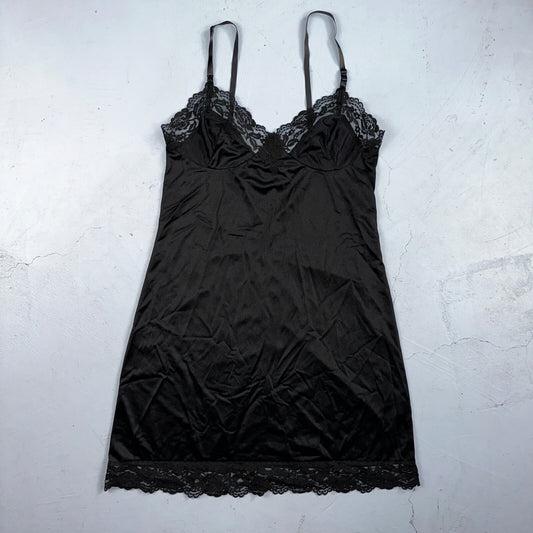 Vintage 1970s Kayser Lingerie Slip Dress Sleepwear Full Sweep Nightgown Lace 70s