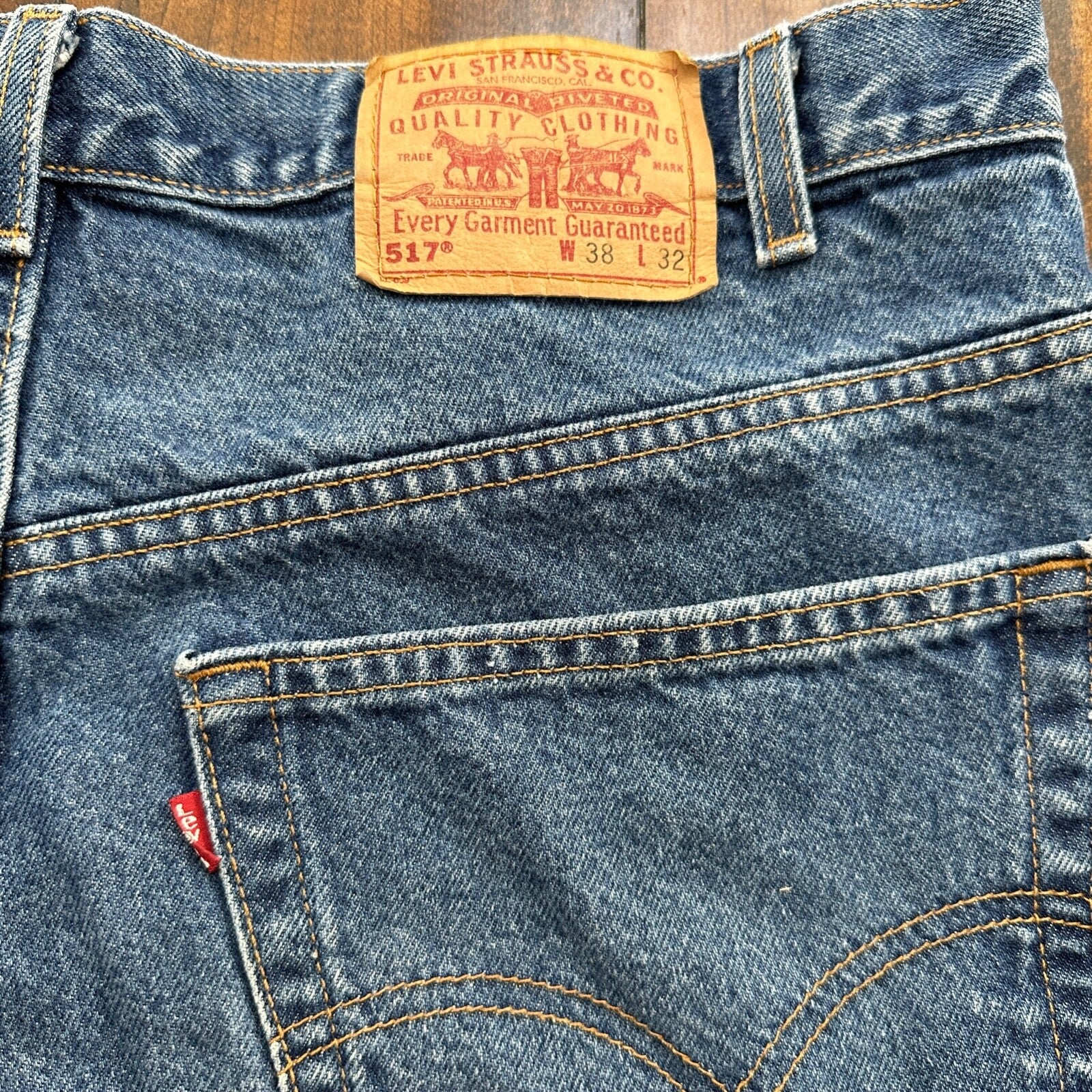 Levis 517 Vintage 90s USA Orange Tab Bootcut Flare Blue Jeans 38x32 Act 35x30