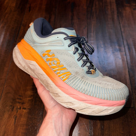 Hoka One One Bondi 10.5 Womens Cushioned Running Shoes Blue Haze Orange