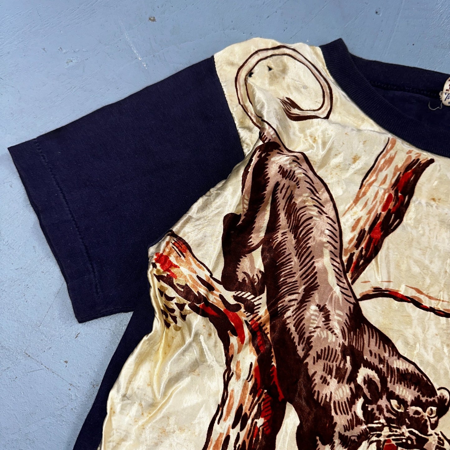 VTG Penneys Novelty Boys T Shirt Size 16 1950s Black Panther Rockabilly Sukajan