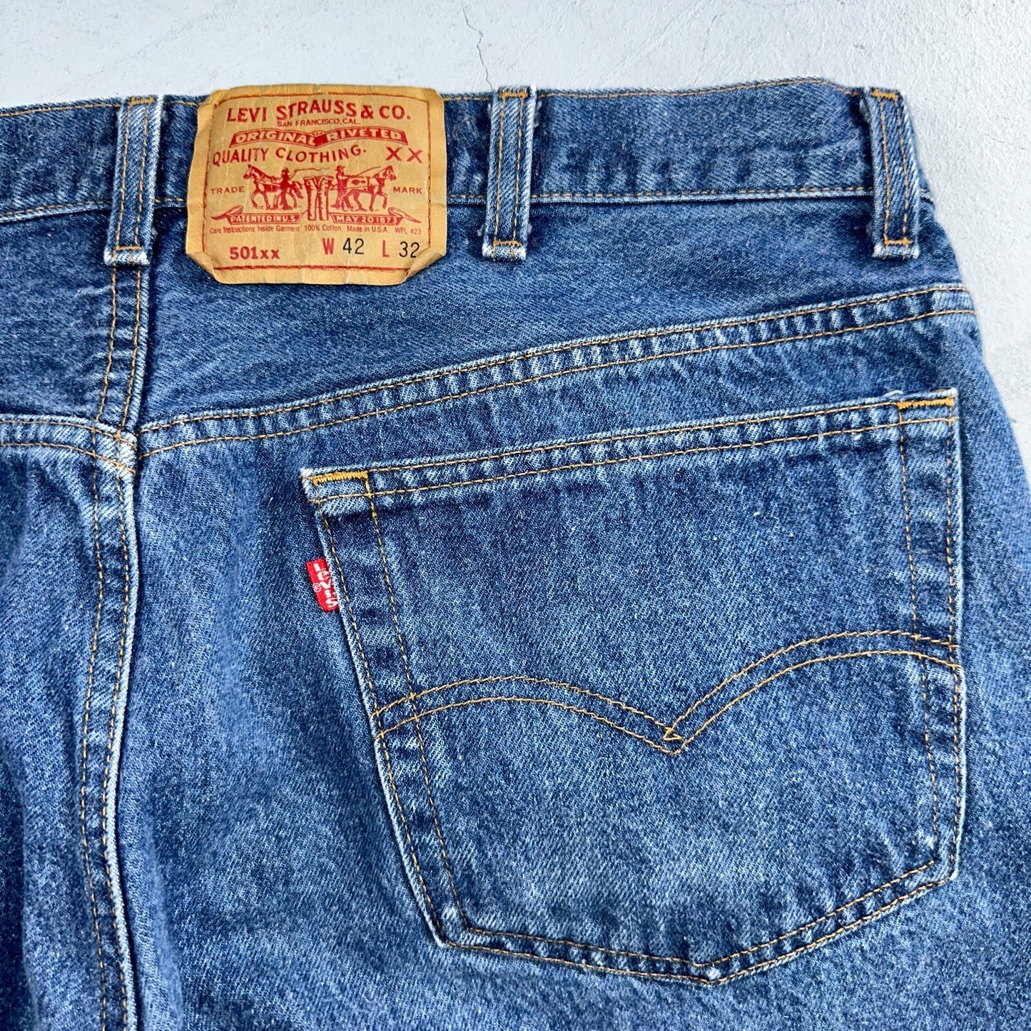 Levis 501 Vintage 90s USA XX Straight Leg Jeans Blue Med Wash 42x32 Act 39x29